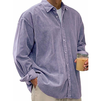 ✨ Timeless Comfort | Men's Relaxed-Fit Corduroy Button-Up Shirt