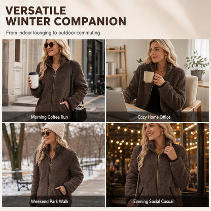 Trending Now⭐🧥 Soft Plush Zip-Up Cardigan – Cozy Full-Zip Layer for Effortless Cool-Weather Style