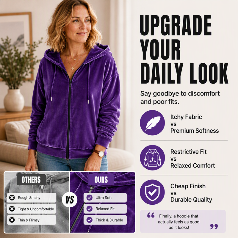 Women's Casual Velvet Hooded Jacket