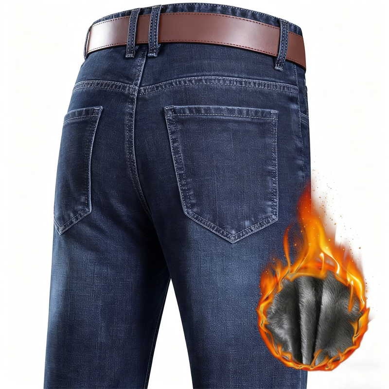 👖Men's Warm Lined Straight-Leg Jeans