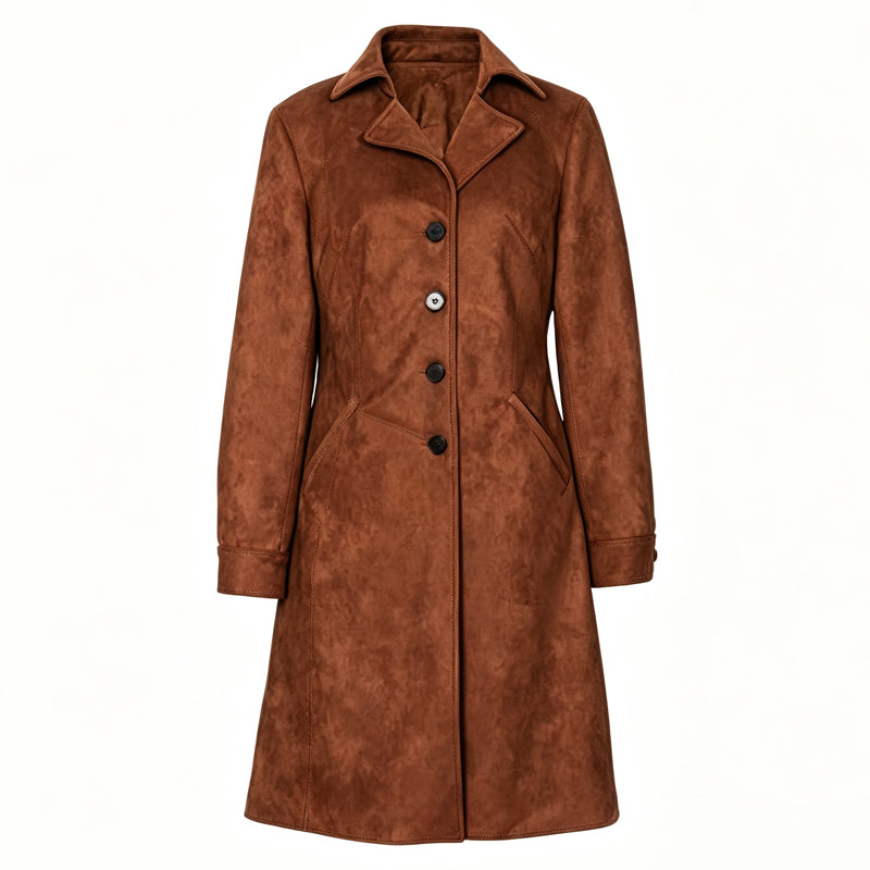 ✨ Timeless Faux Suede Style | Women's Longline Trench Coat ⚡ Free Shipping