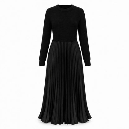 🌸LAST DAY SALE - 50% OFF!!✨ Effortless Elegance | Women's Pleated Round-Neck Maxi Dress 🌟