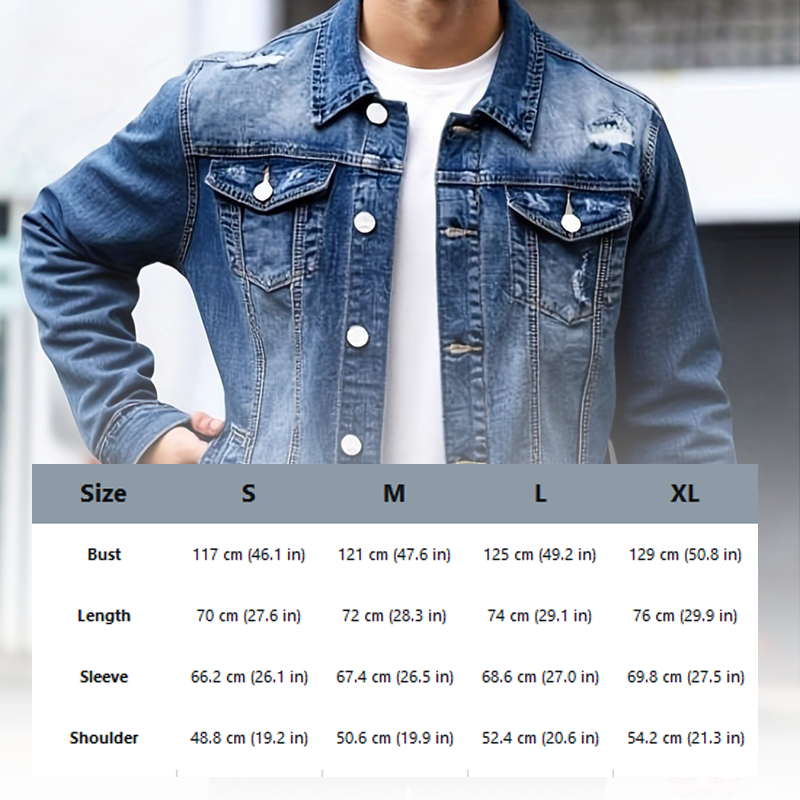 🔥 Distressed Denim, Timeless Edge | Men's Vintage-Wash Denim Jacket⚡Free shipping