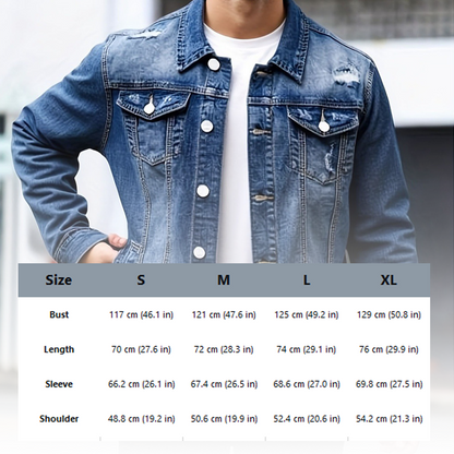 🔥 Distressed Denim, Timeless Edge | Men's Vintage-Wash Denim Jacket⚡Free shipping