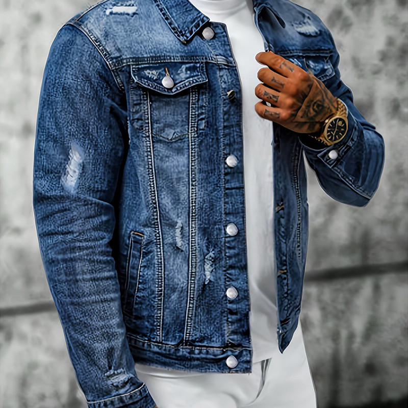 🔥 Distressed Denim, Timeless Edge | Men's Vintage-Wash Denim Jacket⚡Free shipping