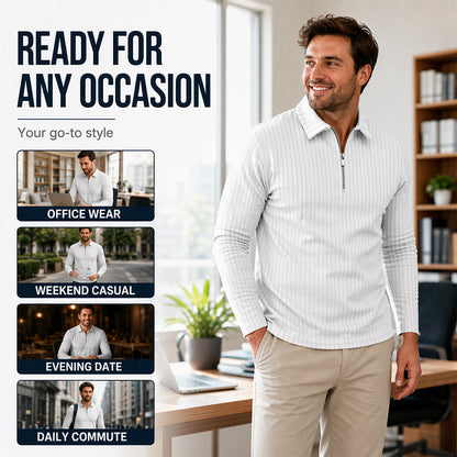 🍁New Fall Collection-Men's Casual Quarter-Zip Striped Shirt