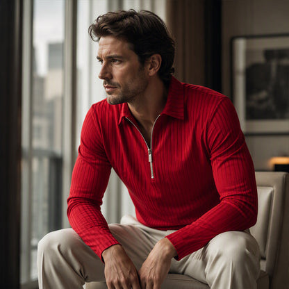 🍁New Fall Collection-Men's Casual Quarter-Zip Striped Shirt
