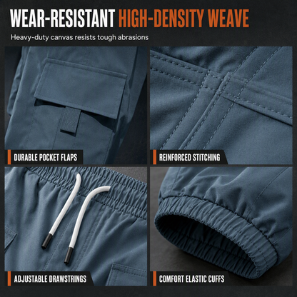 Men's Casual Loose Fit Multi Pocket Cargo Pants American Style Cropped Trousers for Spring and Autumn