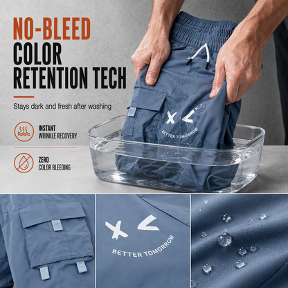 Men's Casual Loose Fit Multi Pocket Cargo Pants American Style Cropped Trousers for Spring and Autumn