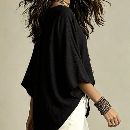✨ Flattering Without the Fuss | Women's Draped V-Neck Relaxed Blouse
