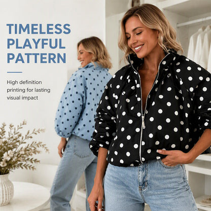 Women's Casual Polka Dot Zipper Jacket