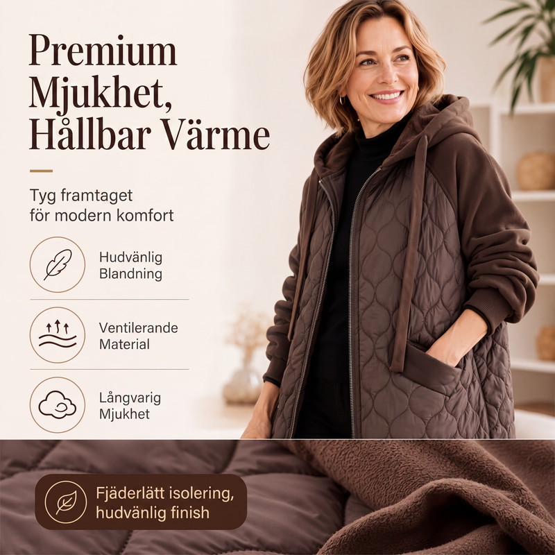 🧥Kvinnors quiltad jacka med huva och skarvade detaljer
