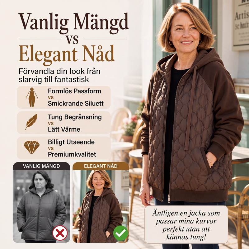 🧥Kvinnors quiltad jacka med huva och skarvade detaljer