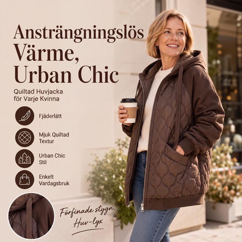 🧥Kvinnors quiltad jacka med huva och skarvade detaljer