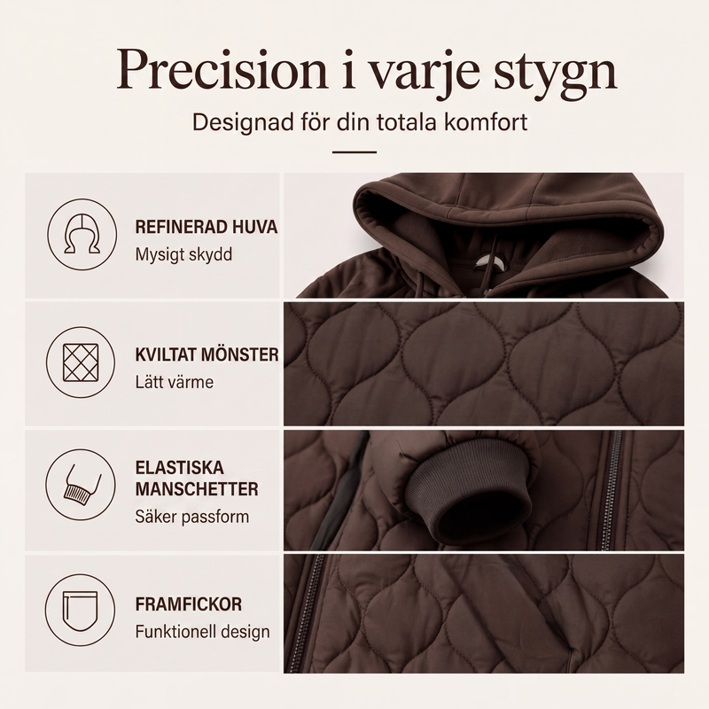 🧥Kvinnors quiltad jacka med huva och skarvade detaljer