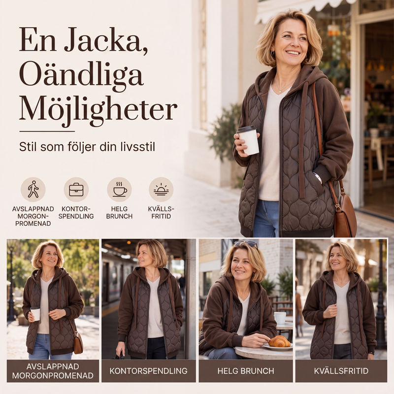 🧥Kvinnors quiltad jacka med huva och skarvade detaljer