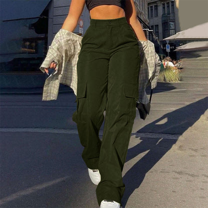 👖 More Pockets, Easy Movement | Women's High-Waist Straight-Leg Cargo Pants