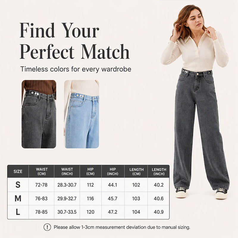 ❄️ Cozy Denim, Flattering Flow | Women's Warm-Lined Wide-Leg Jeans