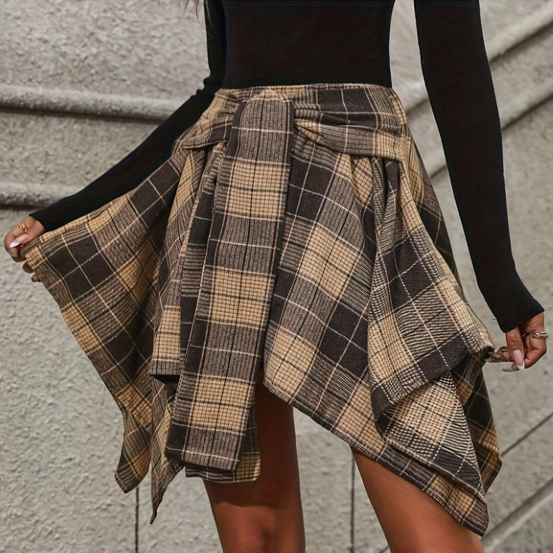 Women's Plaid High Waisted Pleated Skirt
