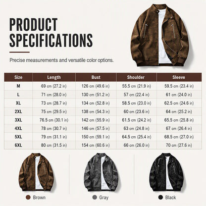 💯 Premium Texture | Men's Retro Suede-Look Stand-Collar Bomber Jacket⚡Free shipping