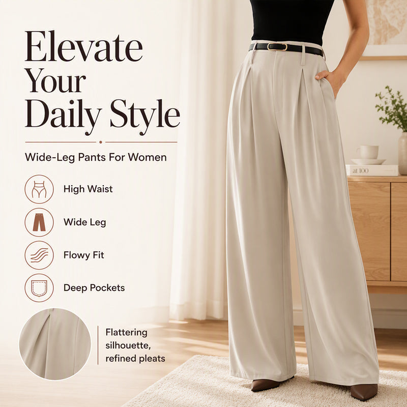 🌸 New Arrival | Women's High-Waisted Relaxed Wide-Leg Pants