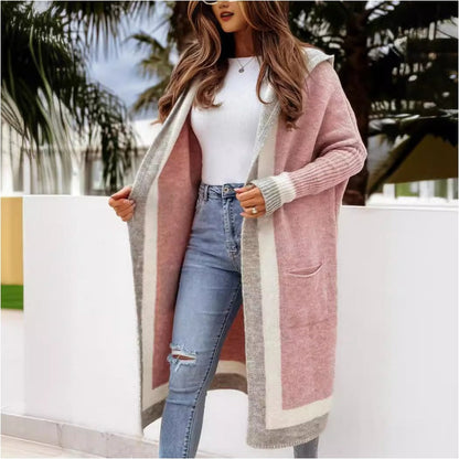 Women's Long Hooded Knit Cardigan
