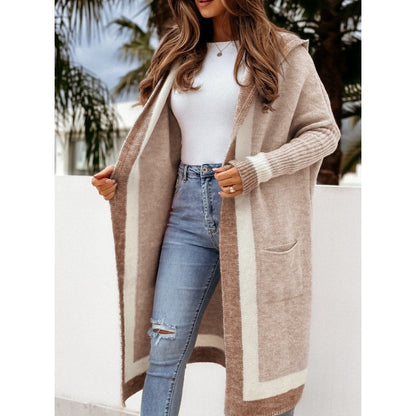 Women's Long Hooded Knit Cardigan