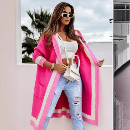 Women's Long Hooded Knit Cardigan