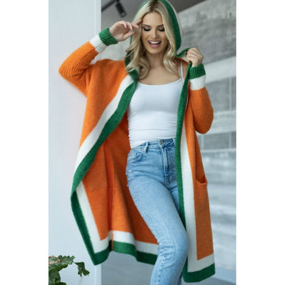 Women's Long Hooded Knit Cardigan