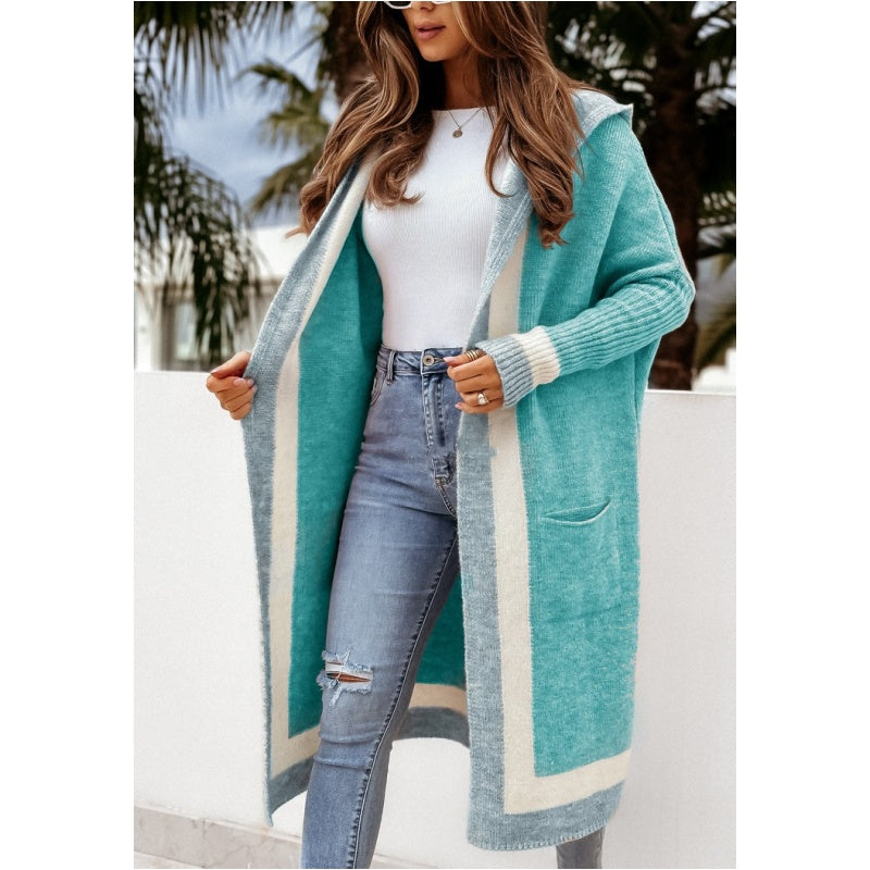 Women's Long Hooded Knit Cardigan