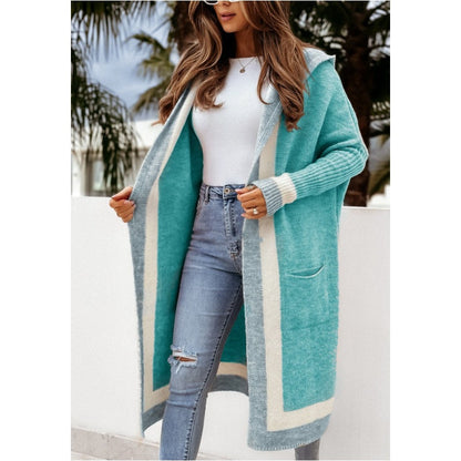 Women's Long Hooded Knit Cardigan