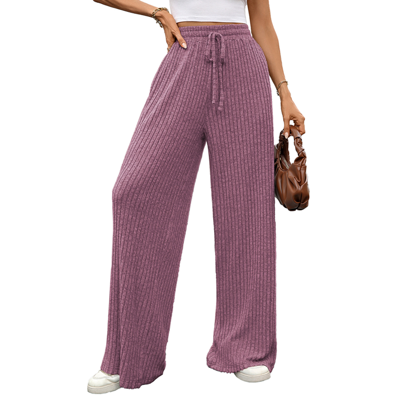 Women’s Ribbed Knit Wide-Leg Pants