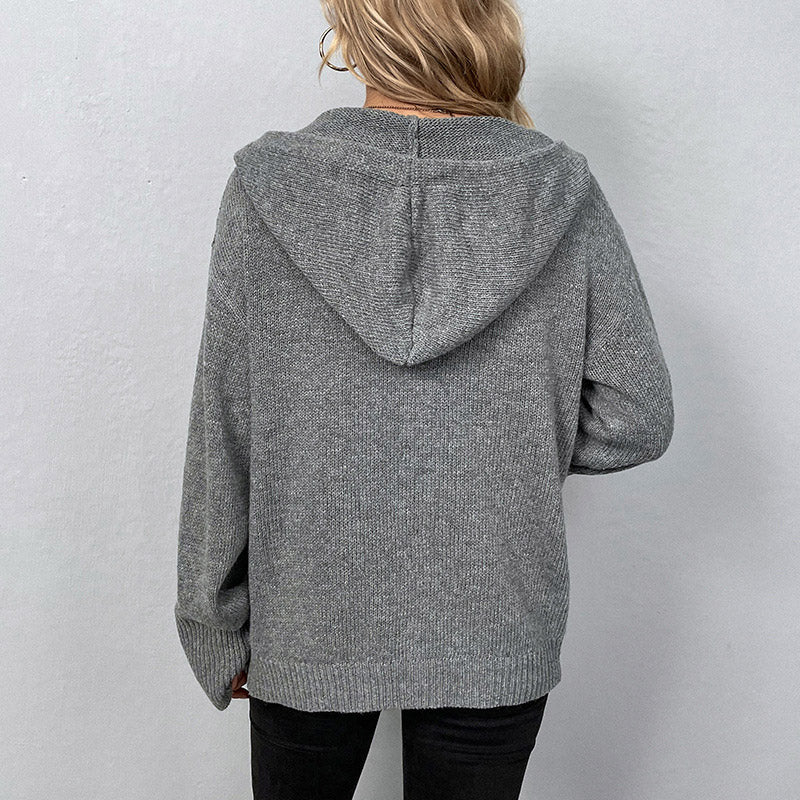 🧶 Cozy Layering Made Easy | Women's Hooded Button-Up Knit Cardigan