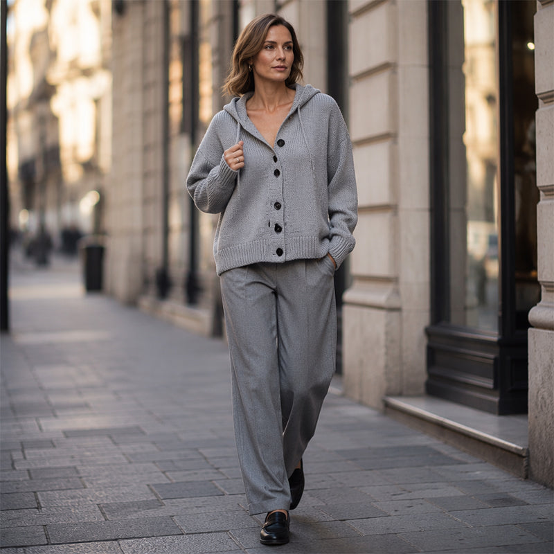 🧶 Cozy Layering Made Easy | Women's Hooded Button-Up Knit Cardigan
