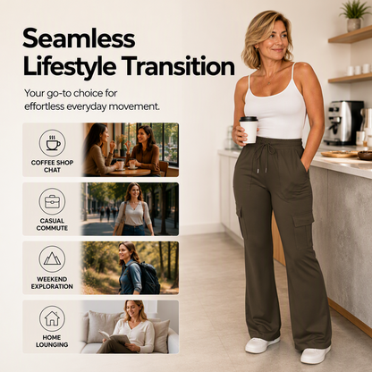 Women's High-Waisted Drawstring Cargo Flare Pants