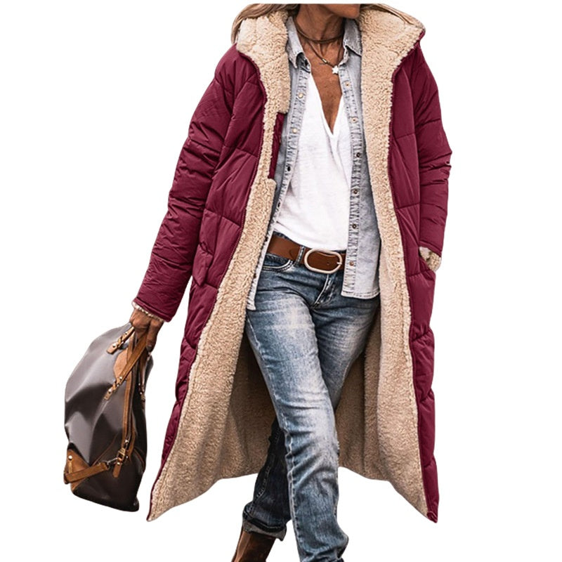 🛍️Dam Vändbar Vadderad Jacka med Huva – 2-i-1 Höst & Vinterjacka