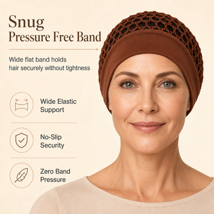 🌿 Breathable Comfort, Stay-Put Fit | Women's Wide-Band Mesh Hair Cover 🎁 Buy 1 Get 1 Free