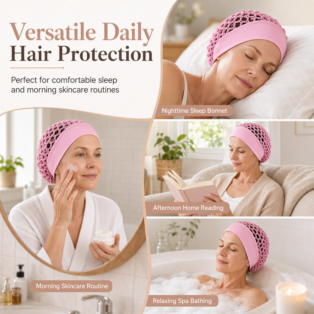🌿 Breathable Comfort, Stay-Put Fit | Women's Wide-Band Mesh Hair Cover 🎁 Buy 1 Get 1 Free