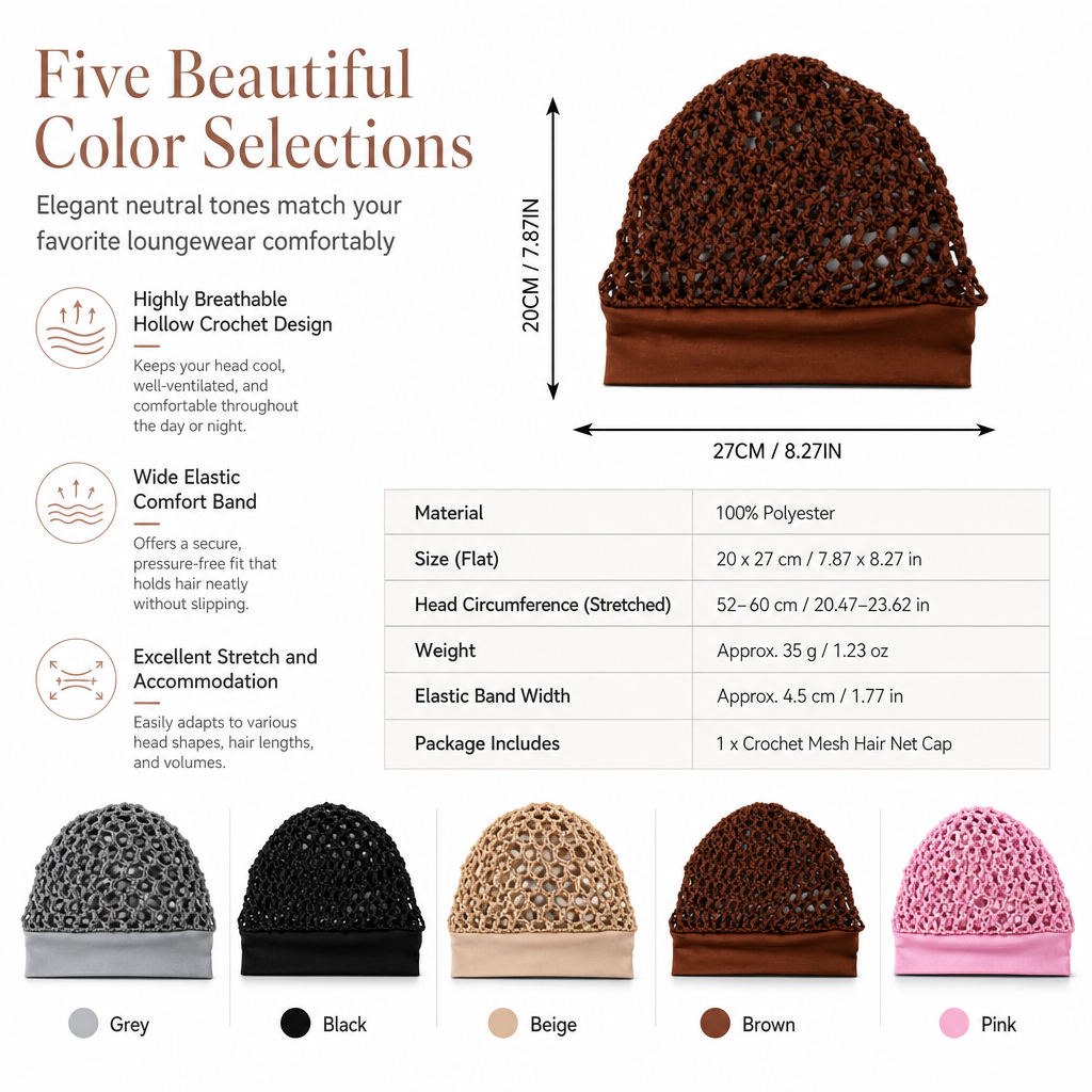 🌿 Breathable Comfort, Stay-Put Fit | Women's Wide-Band Mesh Hair Cover 🎁 Buy 1 Get 1 Free
