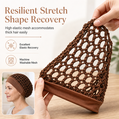 🌿 Breathable Comfort, Stay-Put Fit | Women's Wide-Band Mesh Hair Cover 🎁 Buy 1 Get 1 Free