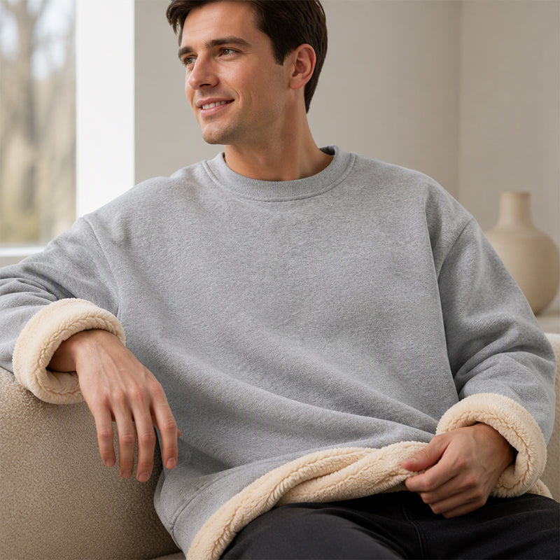 Men's Fleece Lined Crewneck Sweatshirt|Free shipping！