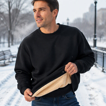 Men's Fleece Lined Crewneck Sweatshirt|Free shipping！