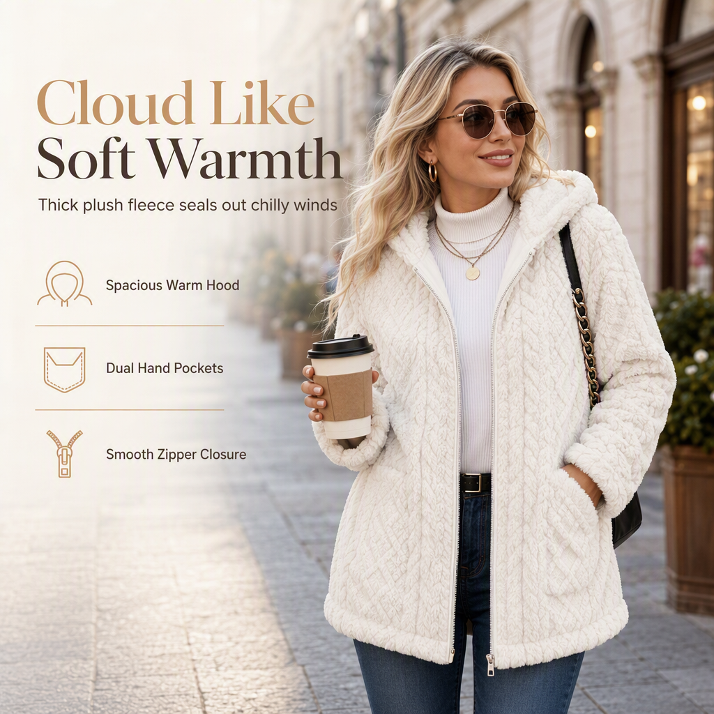 🧥Casual kofta i mjuk plysch i enfärgat utförande för damer