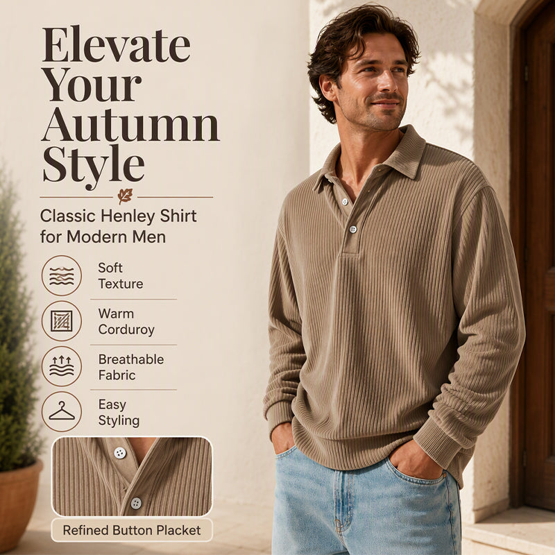 Men's Retro Corduroy Long Sleeve Top