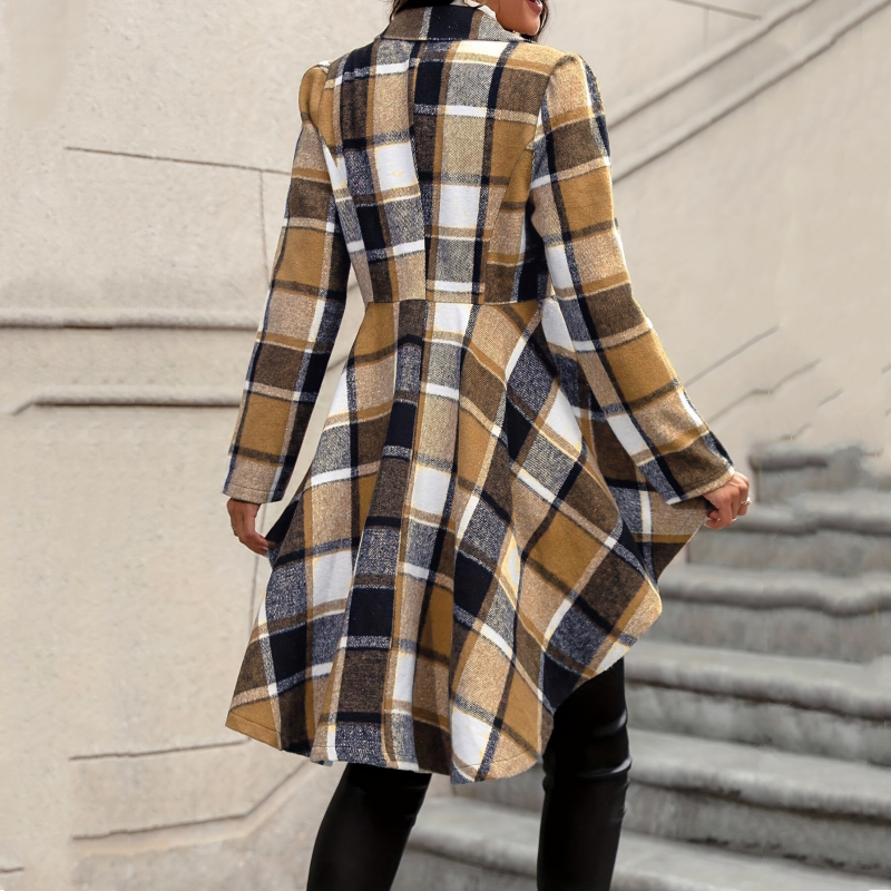 ✨ High-Low Hem, Waist-Flattering Shape | Women's Plaid Peplum Coat ⚡ Free Shipping