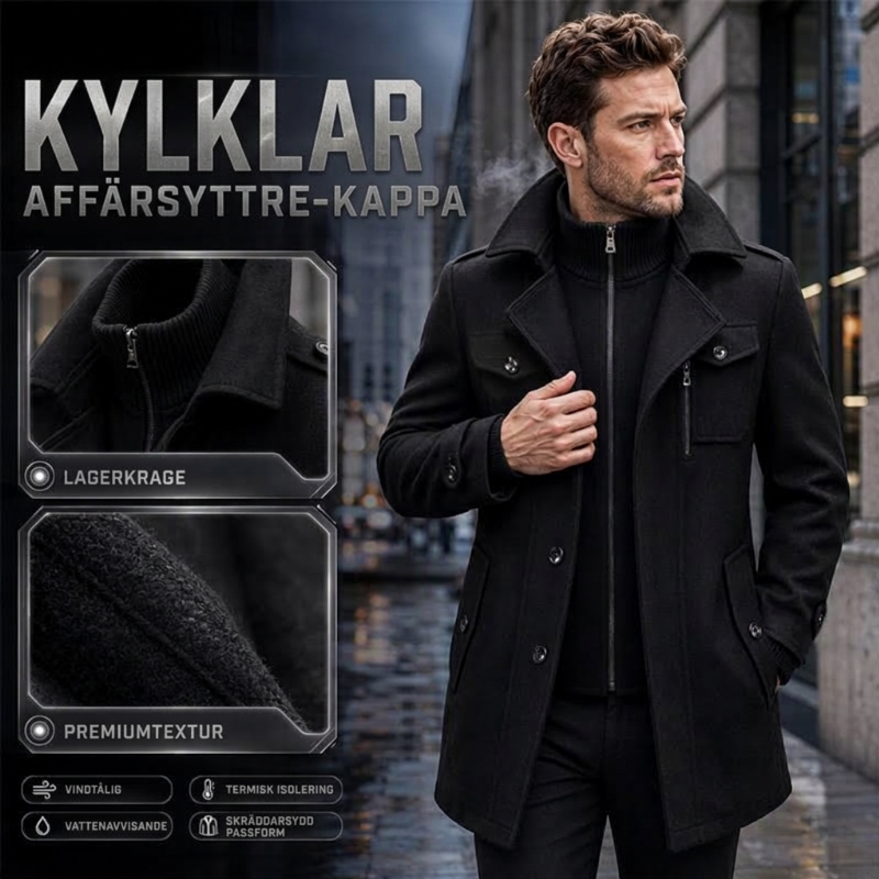 🧥Klassisk medellång figursydd överrock för män