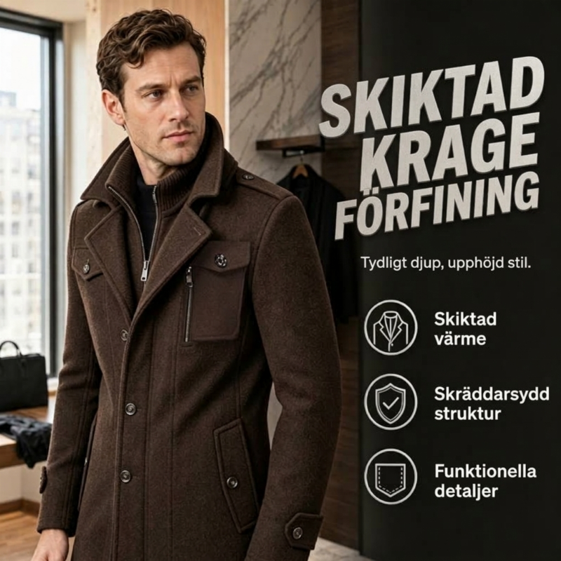 🧥Klassisk medellång figursydd överrock för män