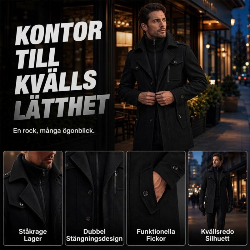 🧥Klassisk medellång figursydd överrock för män