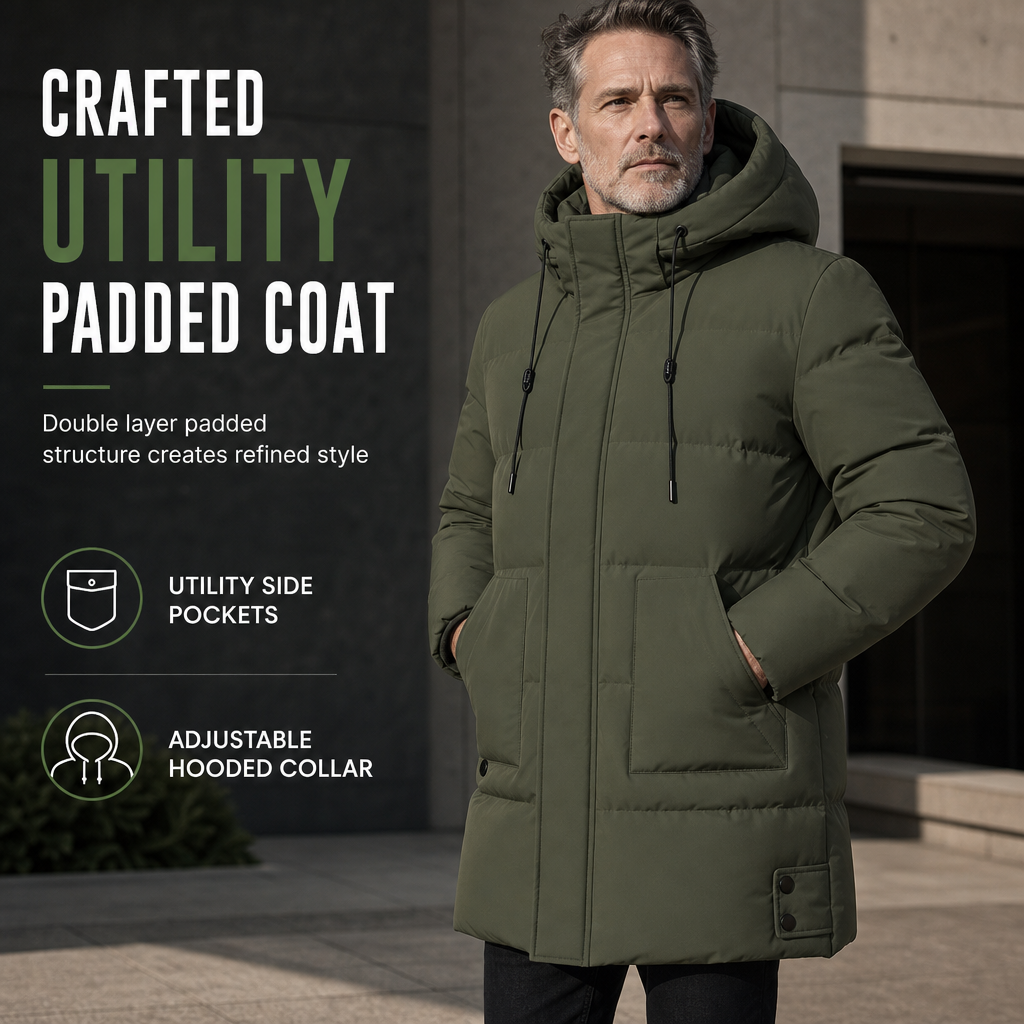 🧥 Heavyweight Warmth, Utility Storage | Men's Mid-Length Padded Coat ⚡ Free Shipping