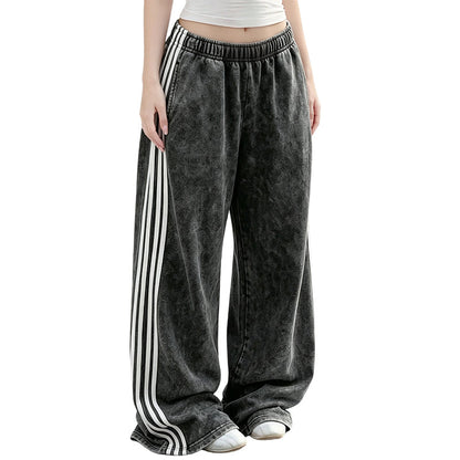 Women's Wide-Leg Sweatpants with Side Stripes
